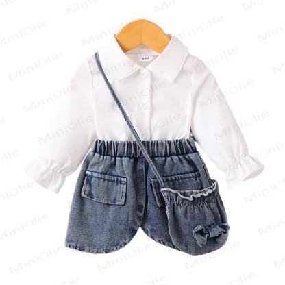 Weißes Kleid und Blau Denim für Baby - image 3