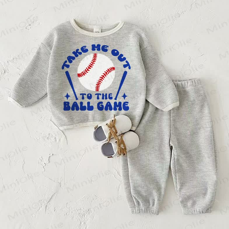 TAKE ME OUT TO THE BALL GAME Baby Waffel Sweatshirt 2- Hellgrau Set - Hellgrau - 2-3J - image 1