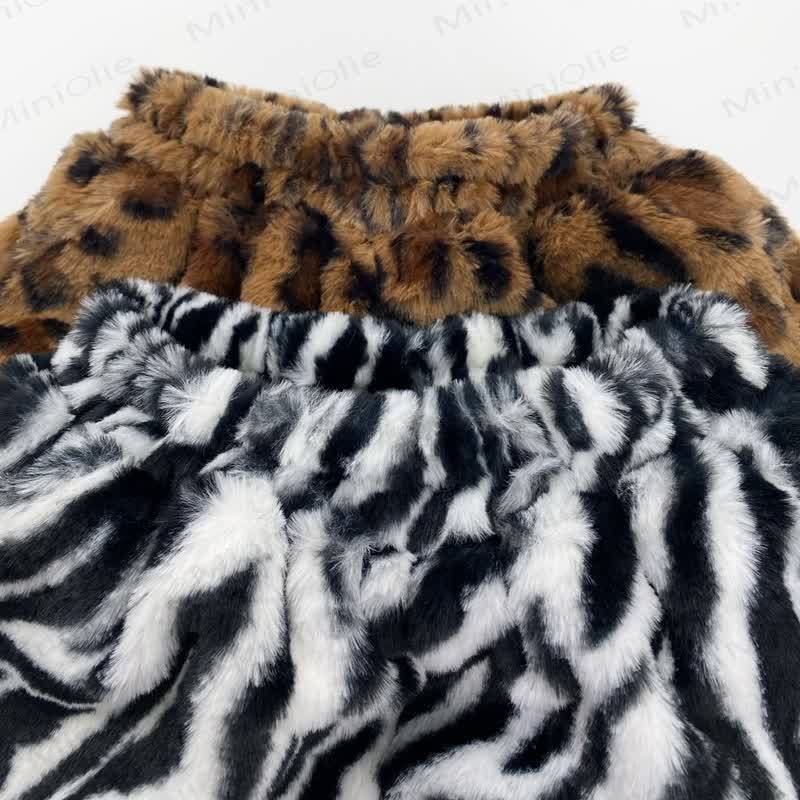 Vlies Jogginghose für Baby und Kleinkind mit Leopardenmuster / Hose mit Zebramuster (Schwarz weiß)  - image 7