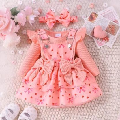 Baby mit Schleife, Kleid und fliegenden Ärmeln - Rosa - 12-18M - image 1