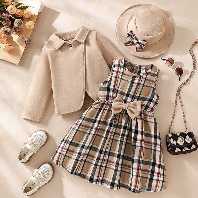 Kleinkind mit Schleife, Plaid, Kind - Kamel - 7Y - image 1