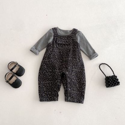 Baby Overalls mit Leopardenmuster und graues Spitze - Grau - 18-24M - image 1