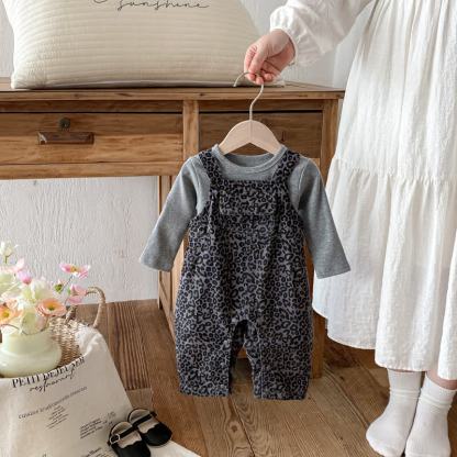 Baby Overalls mit Leopardenmuster und graues Spitze - image 2