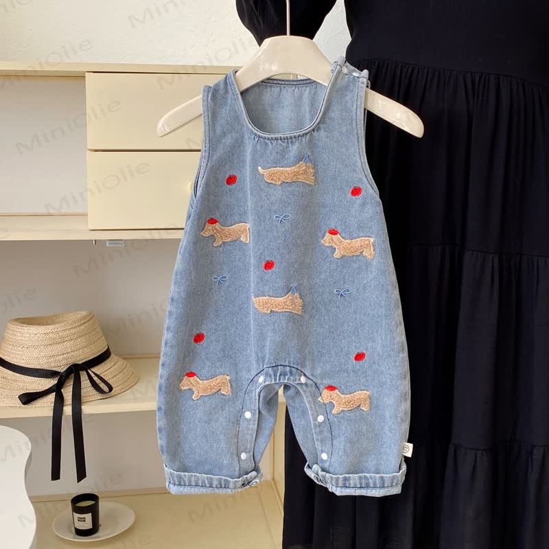 Baby Apple Dog Denim Overalls & weißes Spitze - image 4