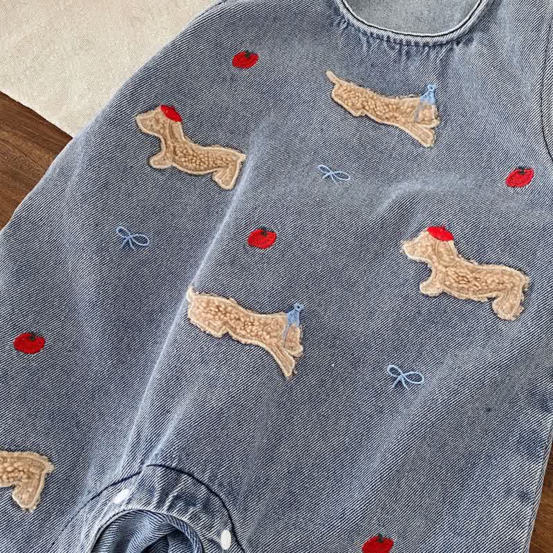 Baby Apple Dog Denim Overalls & weißes Spitze - image 8
