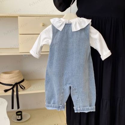 Baby Apple Dog Denim Overalls & weißes Spitze - image 2