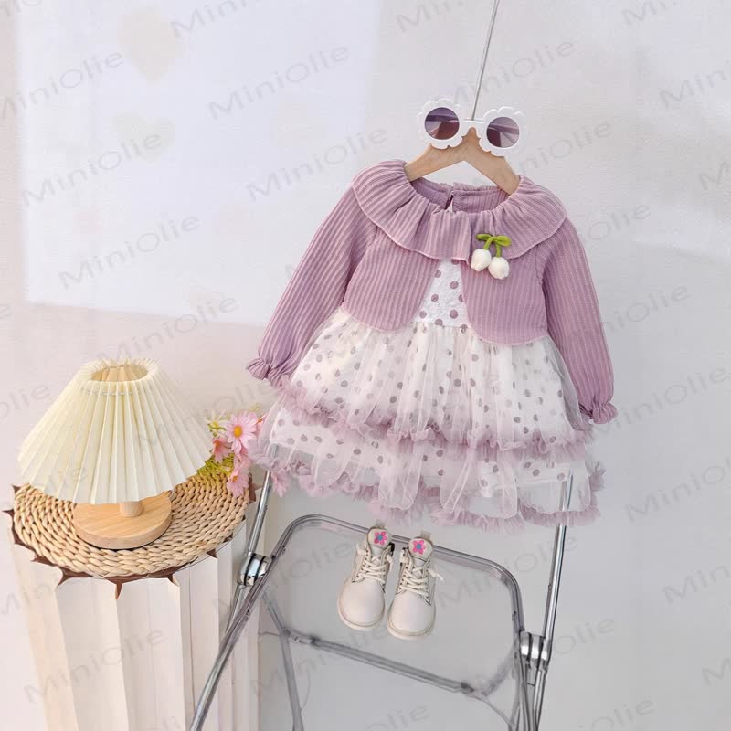 Baby Kleinkind -Mädchen-Tulpen Punkt Kleid - Lila - 30-36M - image 4