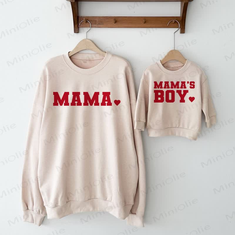 MAMA/MAMA'S BOY Beige Liebe Familien Sweatshirt - Beige - Sweatshirt für Erwachsene: XL - image 1