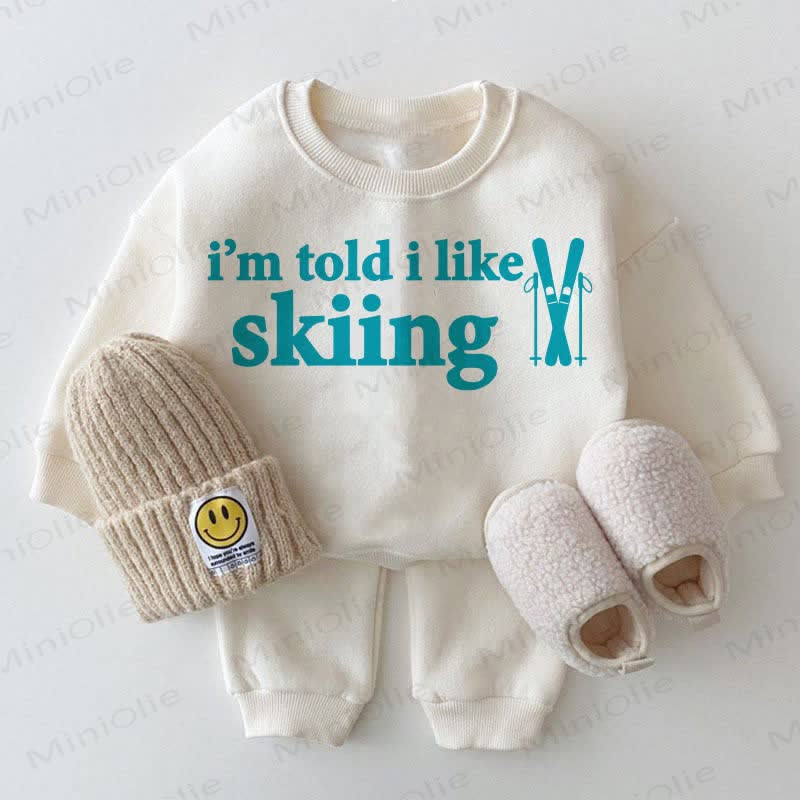 I'M TOLD I LIKE SKIING – Baby Sweatshirt , weiß, 2- Set - Weiß - 2-3J - image 1
