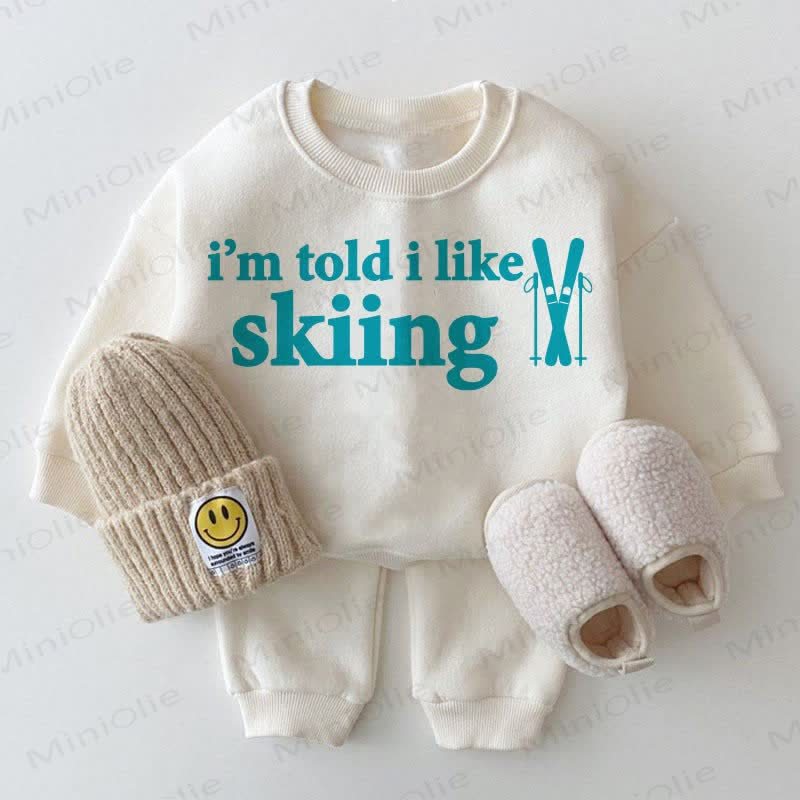 I'M TOLD I LIKE SKIING – Baby Sweatshirt , weiß, 2- Set - Weiß - 2-3J - image 1
