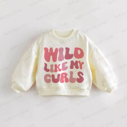 Baby Kleinkind Sweatshirt „WILD LIKE MY CURLS“ - Creme - 3-5J - image 1