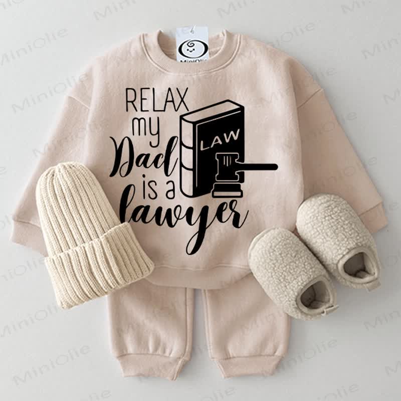 RELAX MY DAD IS A LAWYER Baby 2-teiliges Beige Set - Beige - 2-3J - image 1