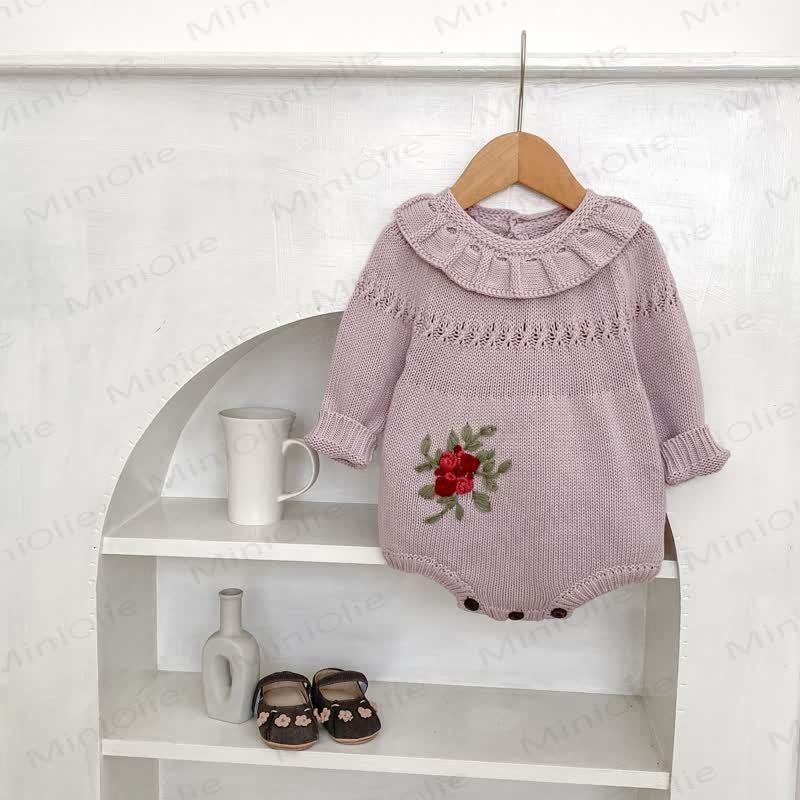 Blumen Baby Bodysuit mit Stricken - image 3