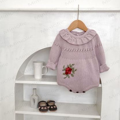 Blumen Baby Bodysuit mit Stricken - image 3