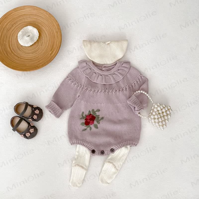 Blumen Baby Bodysuit mit Stricken - image 4