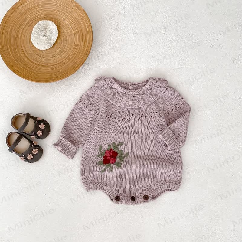 Blumen Baby Bodysuit mit Stricken - Lila - 18-24M - image 1