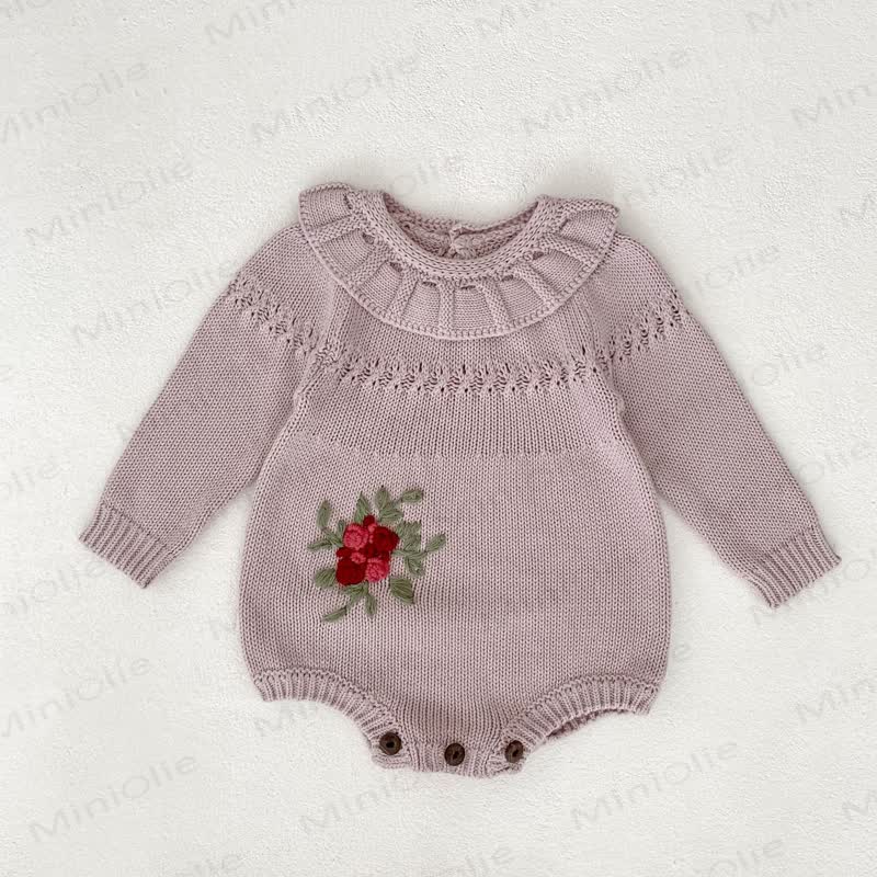Blumen Baby Bodysuit mit Stricken - image 5