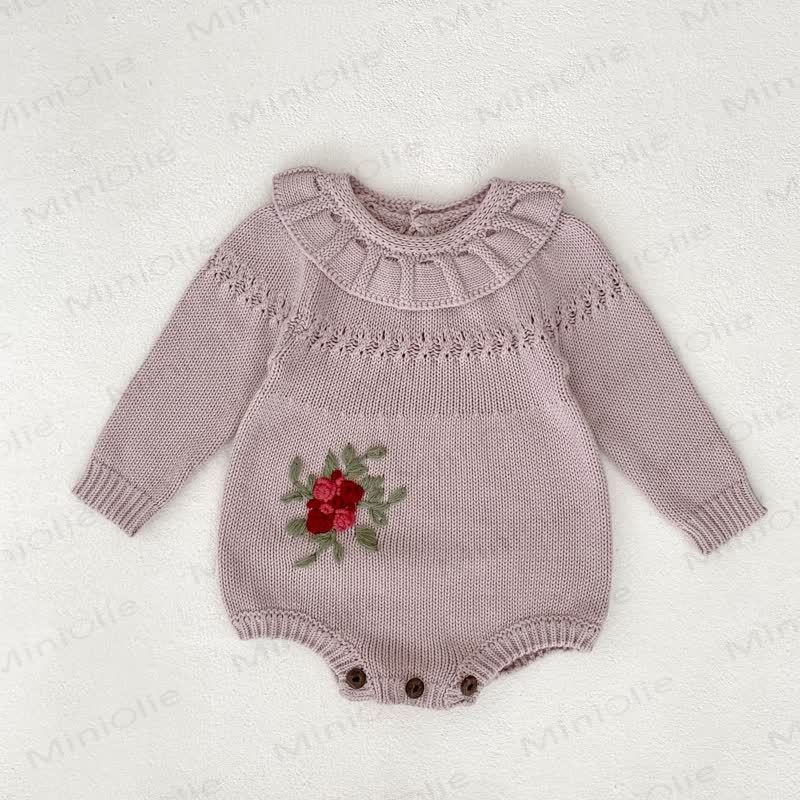 Blumen Baby Bodysuit mit Stricken - image 5