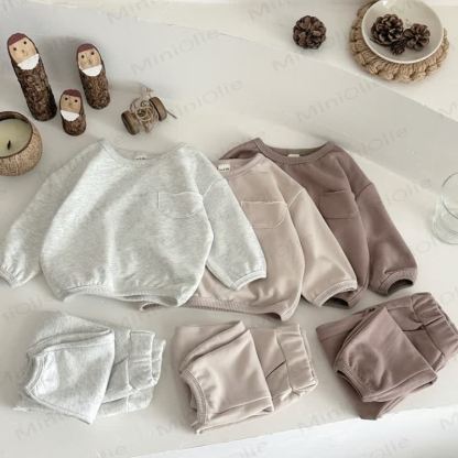 Baby Mädchen 2- Einfarbig Sweatshirt Set in Unifarben - image 1