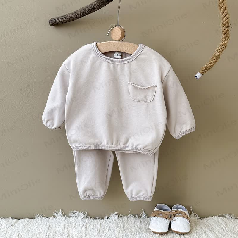 Baby Mädchen 2- Einfarbig Sweatshirt Set in Unifarben - Beige - 2-3J - image 9
