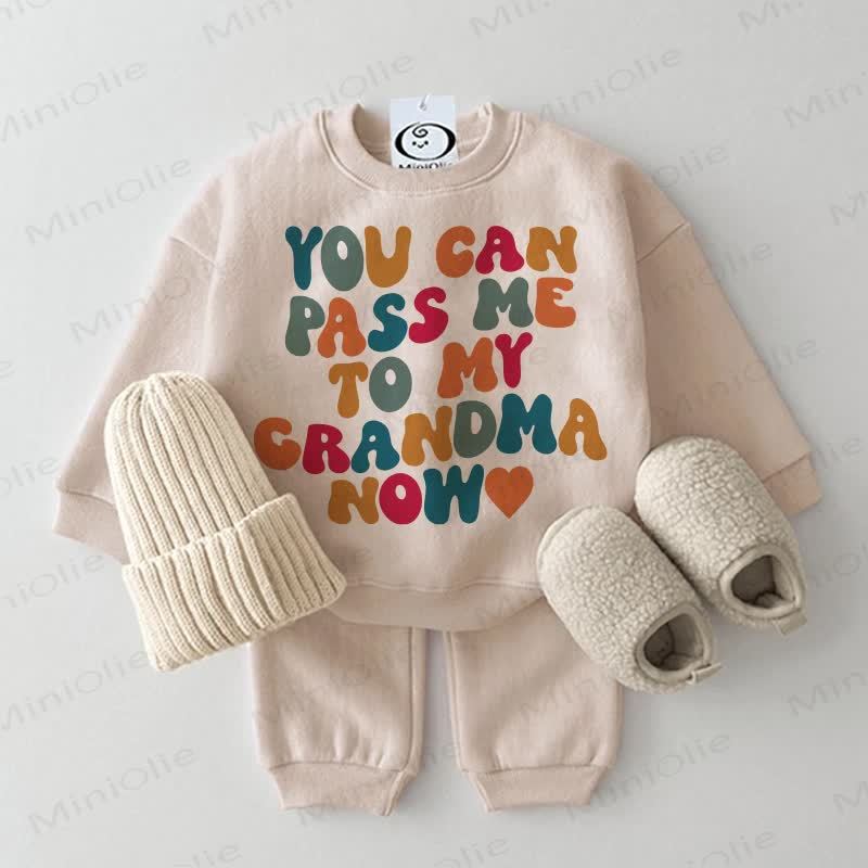 YOU CAN PASS ME TO MY CRANDMA NOW. Baby 2-teiliges Beige Set - Beige - 2-3J - image 1