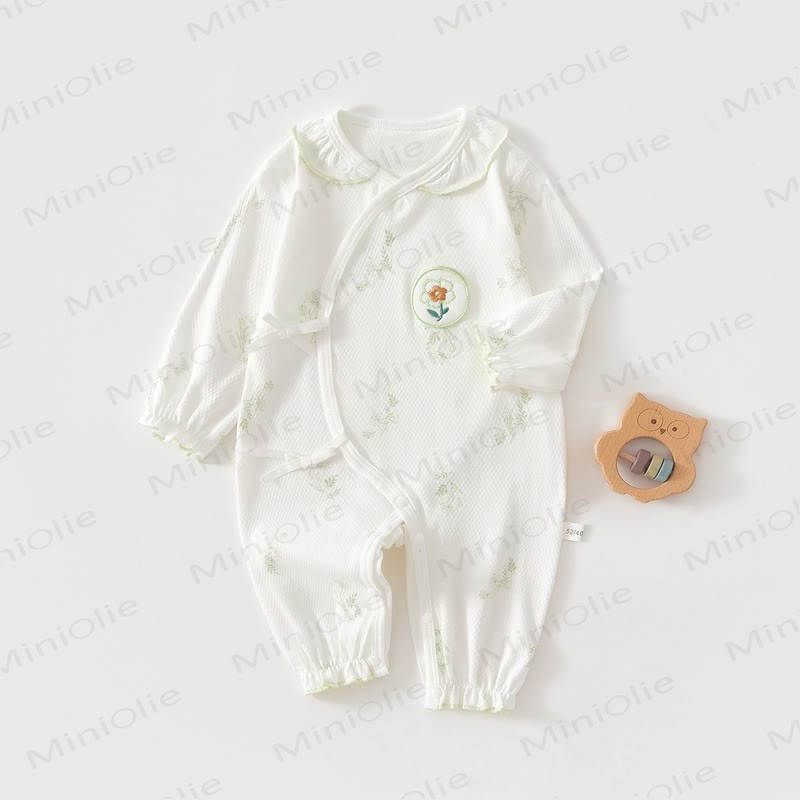 Baby Neugeboren -Kimono Strampler mit Blume - Grün - 3-6M - image 3