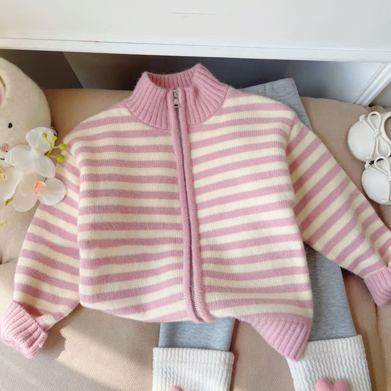 Streifen Stricken für Baby und Kleinkind-Mädchen - Rosa - 10Y - image 1