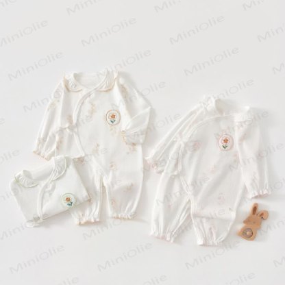 Baby Neugeboren -Kimono Strampler mit Blume - image 1