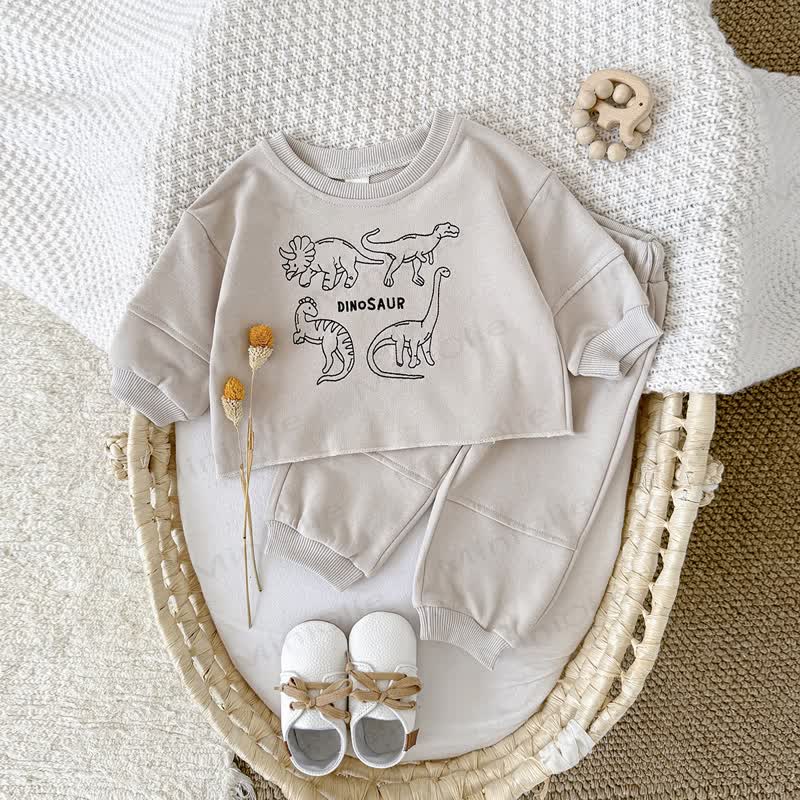 DINOSAUR Baby Junge Beige 2-teiliges Gestickt Set - image 4