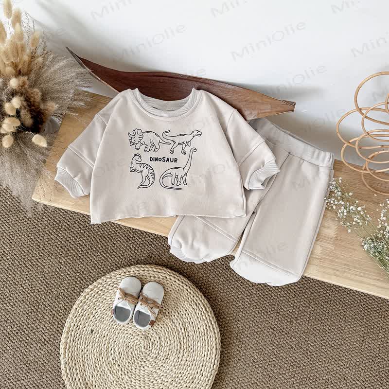 DINOSAUR Baby Junge Beige 2-teiliges Gestickt Set - image 2