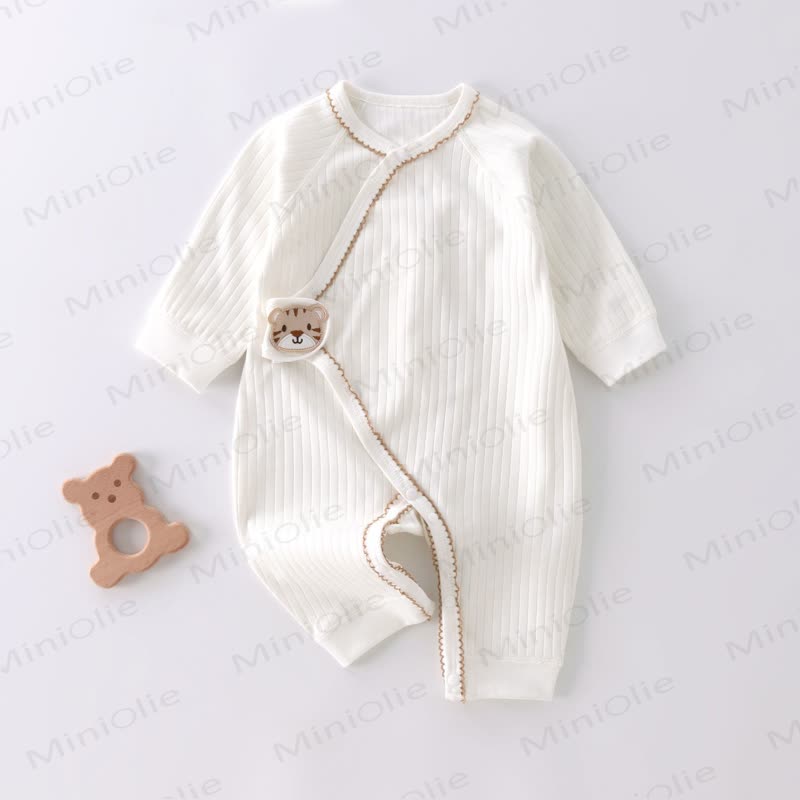 Baby Tiger Klettverschluss Neugeboren Pyjama Strampler - Weiß - 3-6M - image 1