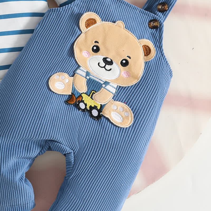 Baby Jungen - Cord mit Overalls , gestreifter Bodysuit und Hut - image 10