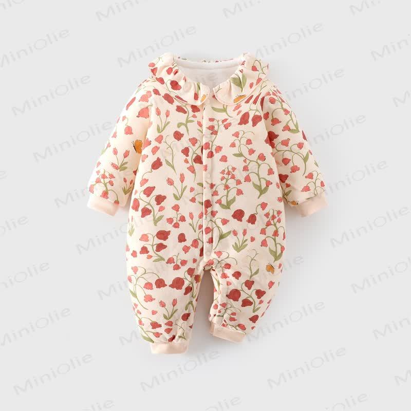 Baby Mädchen Blumen Strampler mit Blumen- und Herzchenmuster - Beige - 18-24M - image 1