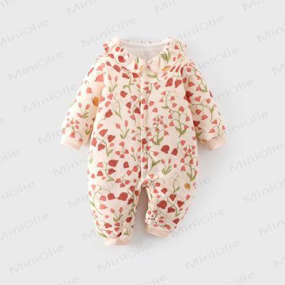 Baby Mädchen Blumen Strampler mit Blumen- und Herzchenmuster - Beige - 18-24M - image 1