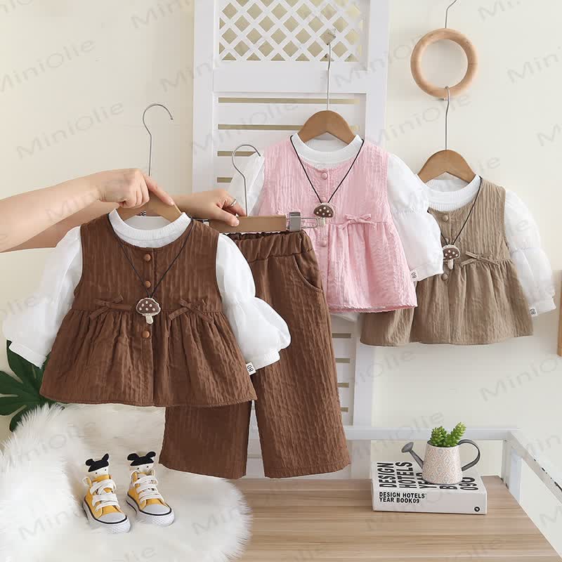 3-teiliges Set mit Schleife für Baby und Kleinkinder , Einfarbig , Mädchen - image 1