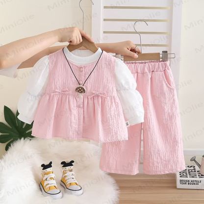 3-teiliges Set mit Schleife für Baby und Kleinkinder , Einfarbig , Mädchen - Rosa - 5-7J - image 5