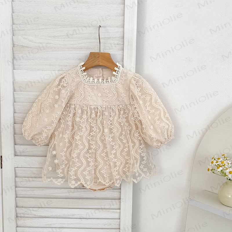 Kleid/ Bodysuit aus Lace für Baby und Kleinkind - Beige Bodysuit - 8Y - image 5