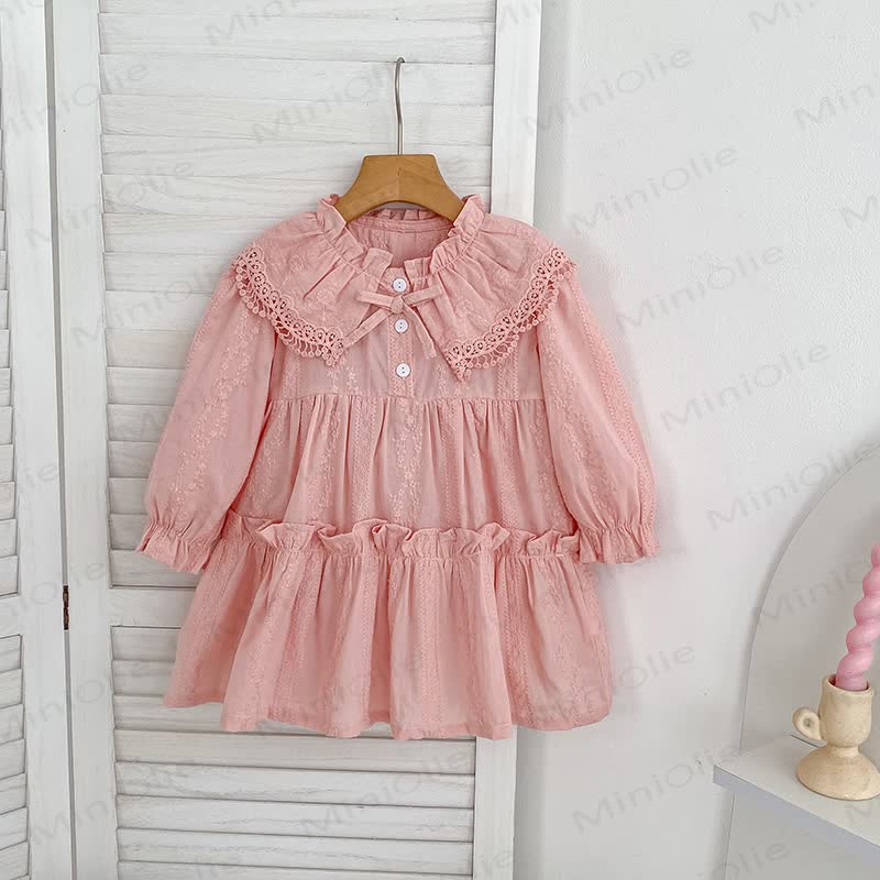 Kleid/ Bodysuit mit Revers und Schleife für Baby und Kleinkind - Rosa Kleid - 8Y - image 3