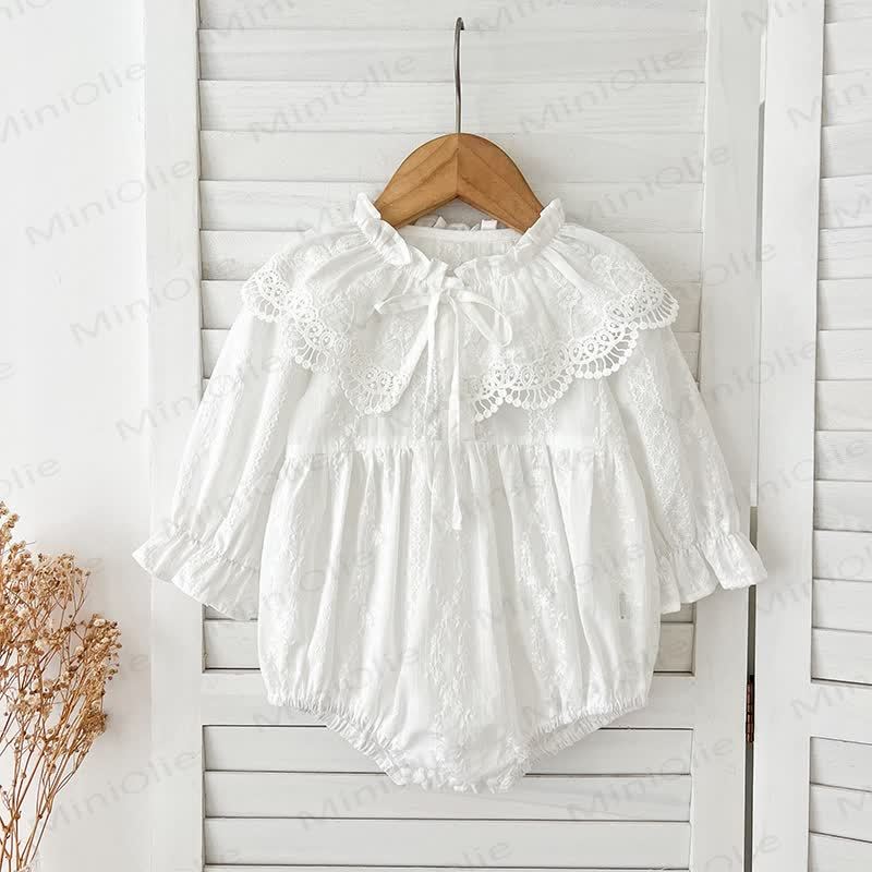 Kleid/ Bodysuit mit Revers und Schleife für Baby und Kleinkind - Weißer Bodysuit - 8Y - image 10