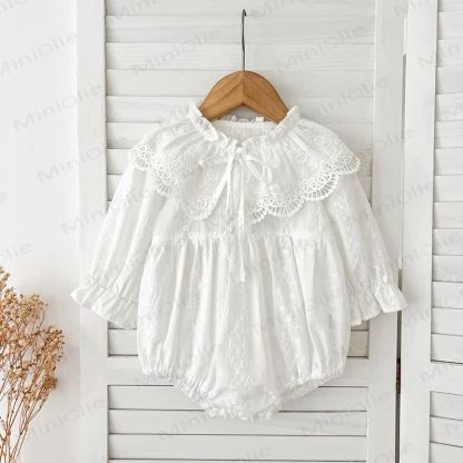 Kleid/ Bodysuit mit Revers und Schleife für Baby und Kleinkind - Weißer Bodysuit - 8Y - image 10