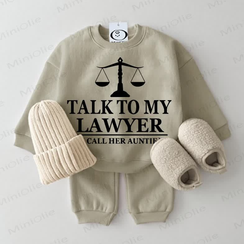 TALK TO MY LAWYER (I CALL HER AUNTIE) Baby Sweatshirt, Grau Grün, 2-teiliges Set - Grau Grün - 2-3J - image 1