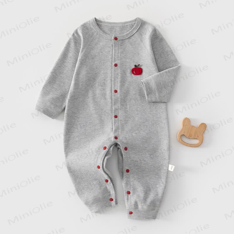 Baby Pyjama Strampler mit Apfel- Strampler  - Hellgrau - 18-24M - image 2