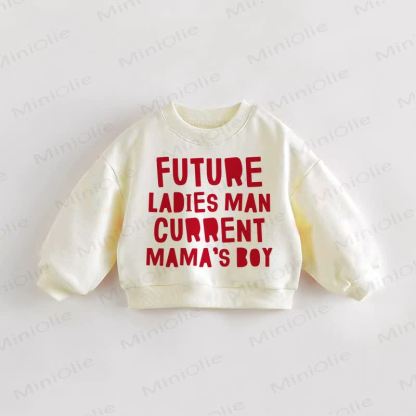 FUTURE LADIES MAN CURRENT MAMA'S BOY Baby Kleinkind Creme Sweatshirt - Creme - 3-5J - image 1