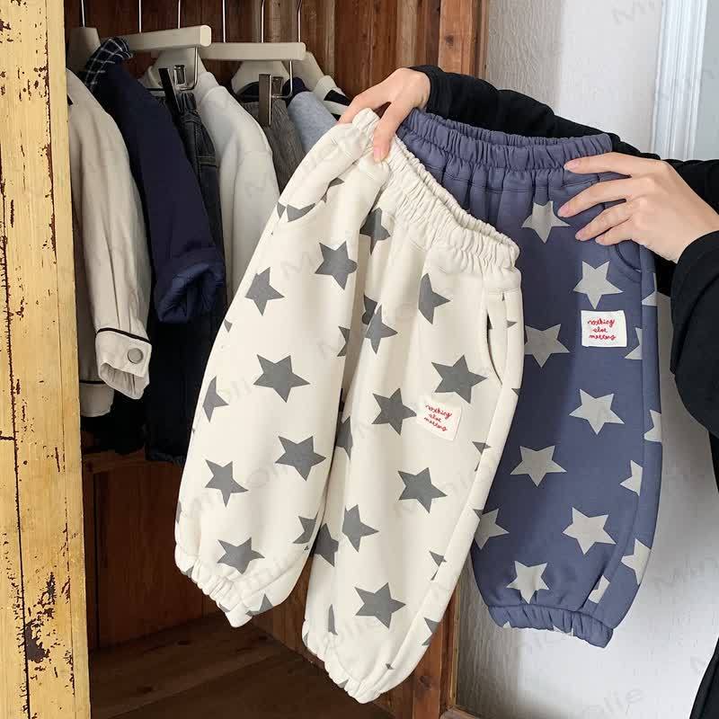 Baby Kleinkind Jungen- Hose mit Sternenmuster, gefüttert mit Vlies - image 1