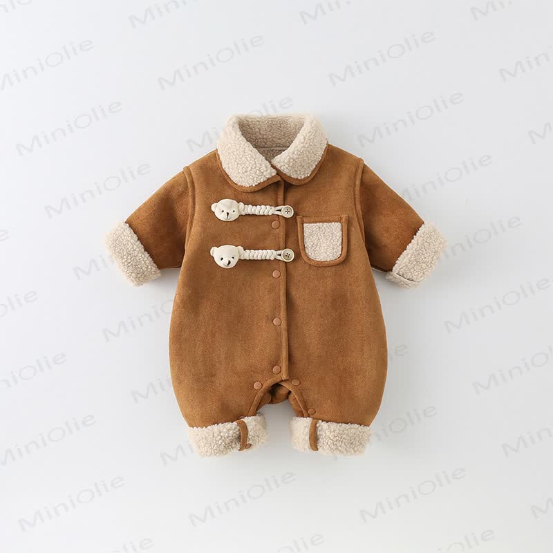 Niedlicher Gesteppt Baby Vlies Strampler - Braun - 2-3J - image 1