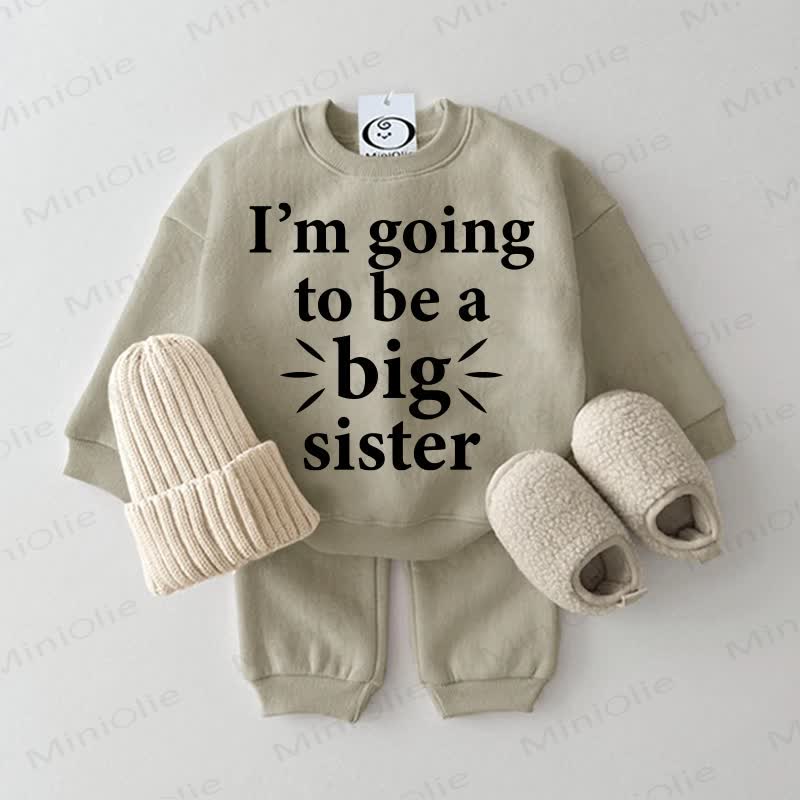 I'M GOING TO BE A BIG BROTHER/SISTER Baby Grau Grün 2-teiliges Set - Schwester - 2-3J - image 2