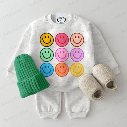 Baby Set mit Bunt Smiley Gesicht, 2-teilig , Hellgrau - Hellgrau - 2-3J - image 1