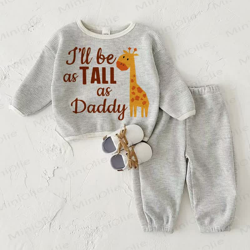 I'LL BE AS TALL AS DADDY – Baby Waffel Sweatshirt , Hellgrau, 2-teiliges Set - Hellgrau - 2-3J - image 1
