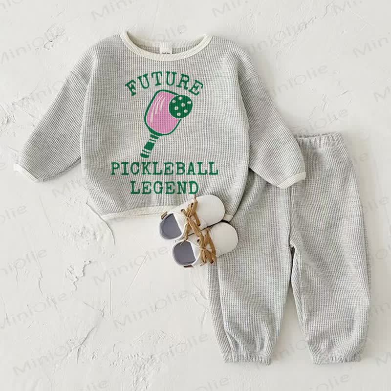 FUTURE PICKLEBALL LEGEND Baby Waffel Sweatshirt, Hellgrau , 2-teiliges Set - Hellgrau - 2-3J - image 1