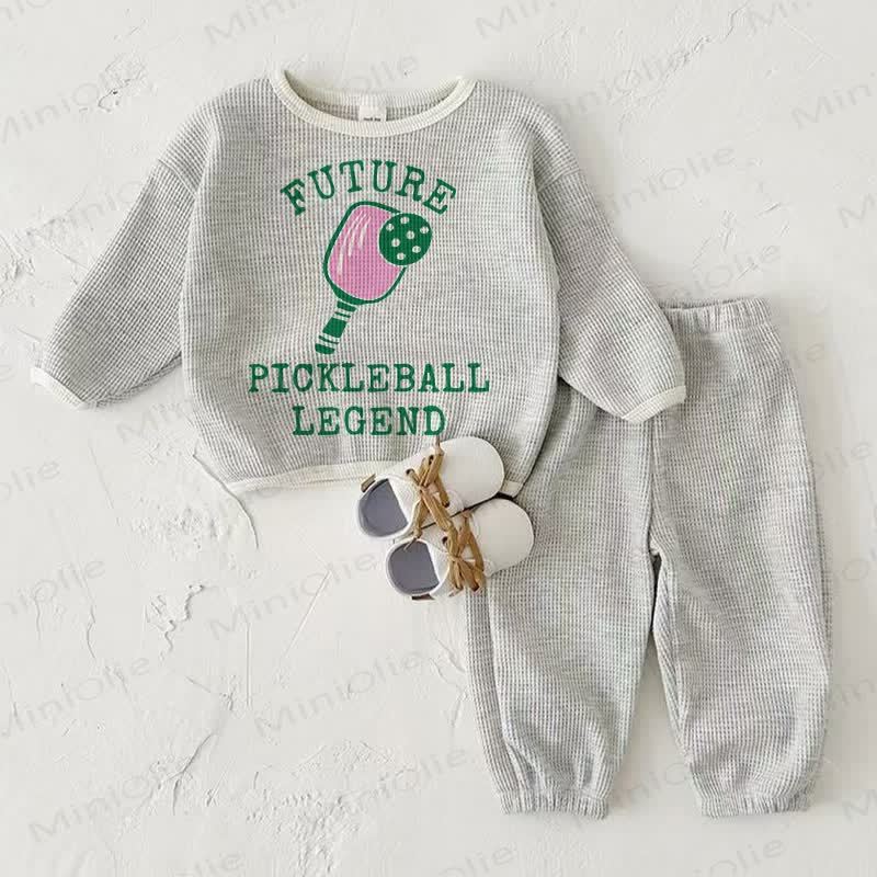 FUTURE PICKLEBALL LEGEND Baby Waffel Sweatshirt, Hellgrau , 2-teiliges Set - Hellgrau - 2-3J - image 1